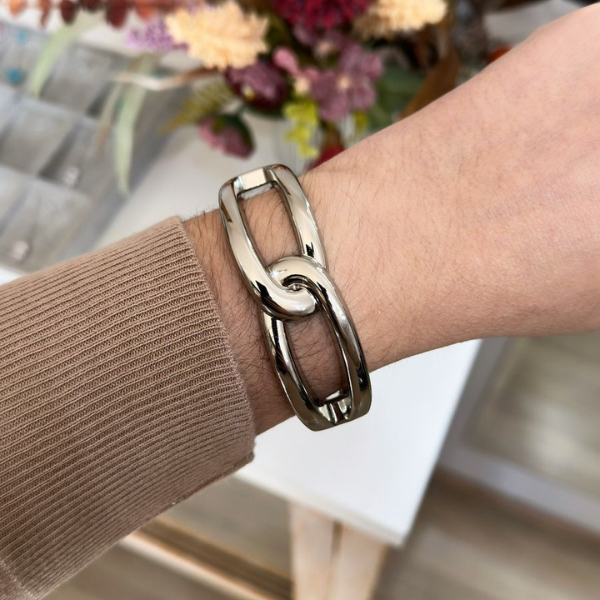 Bracelete elos em níquel, semijoia com verniz italiano - Imagem 2